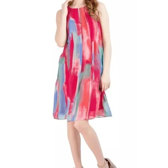 Robbie Bee Sleeveless Dress Abstract Print Casual Summer Dress Size M - Picture 1 of 7